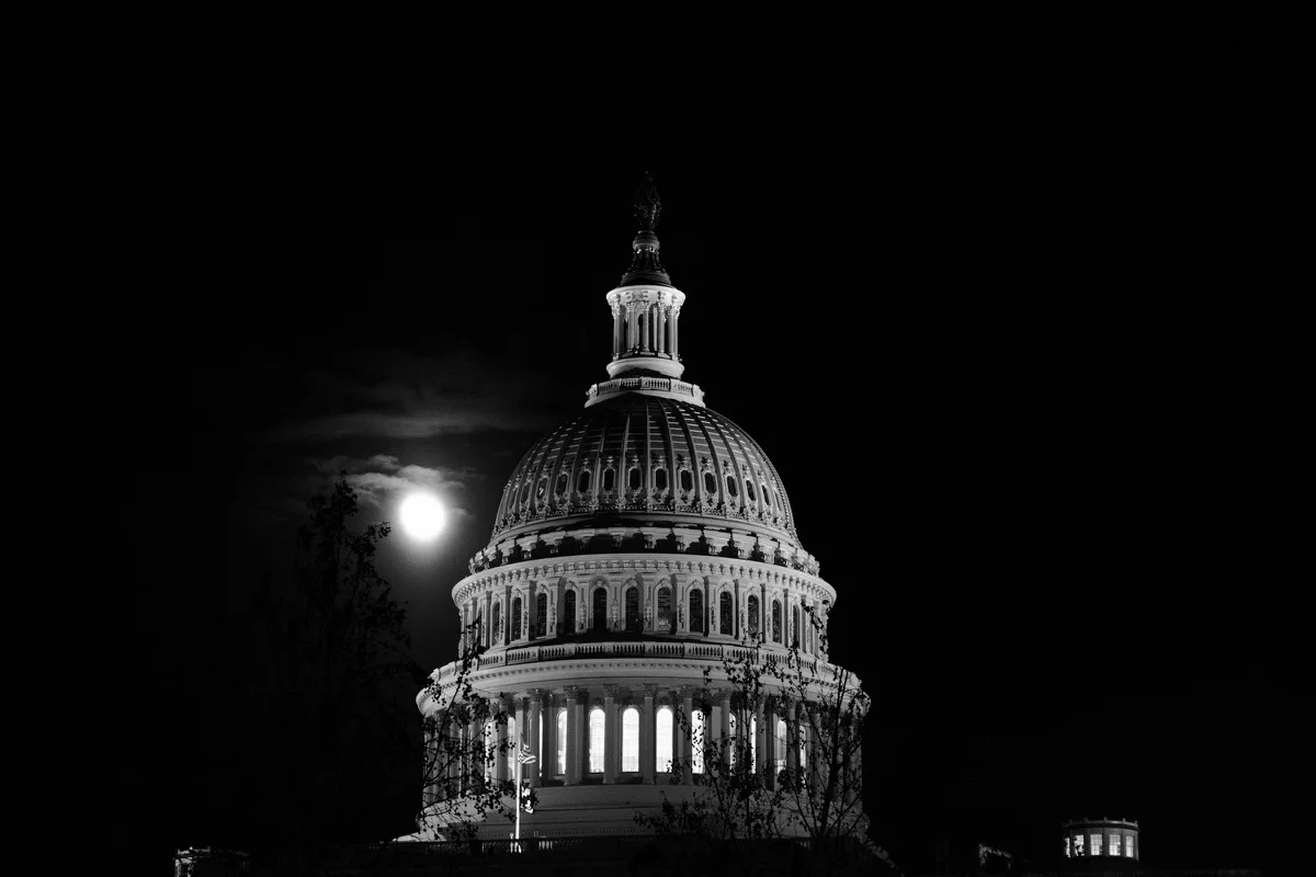 The U.S. Capitol at night