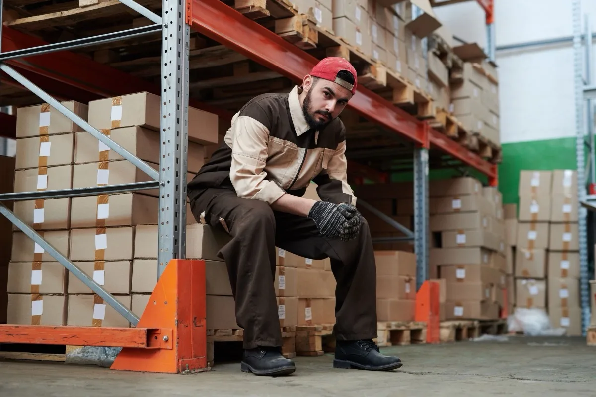 A warehouse worker on the job